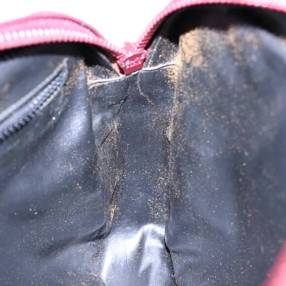 CELINE Macadam Canvas Shoulder Bag Red Gold Auth - Picture 13 of 16